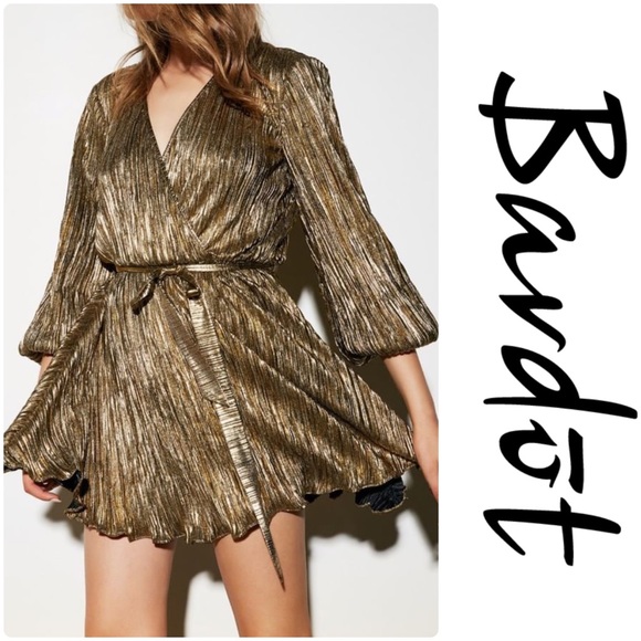 Bardot Bellissa Pleated Faux Wrap Dress 